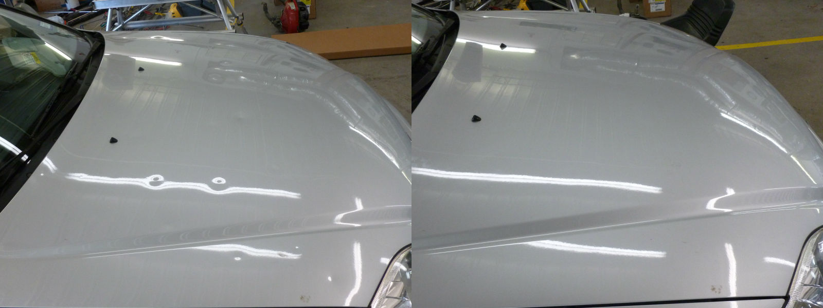 Before and after paintless dent repair