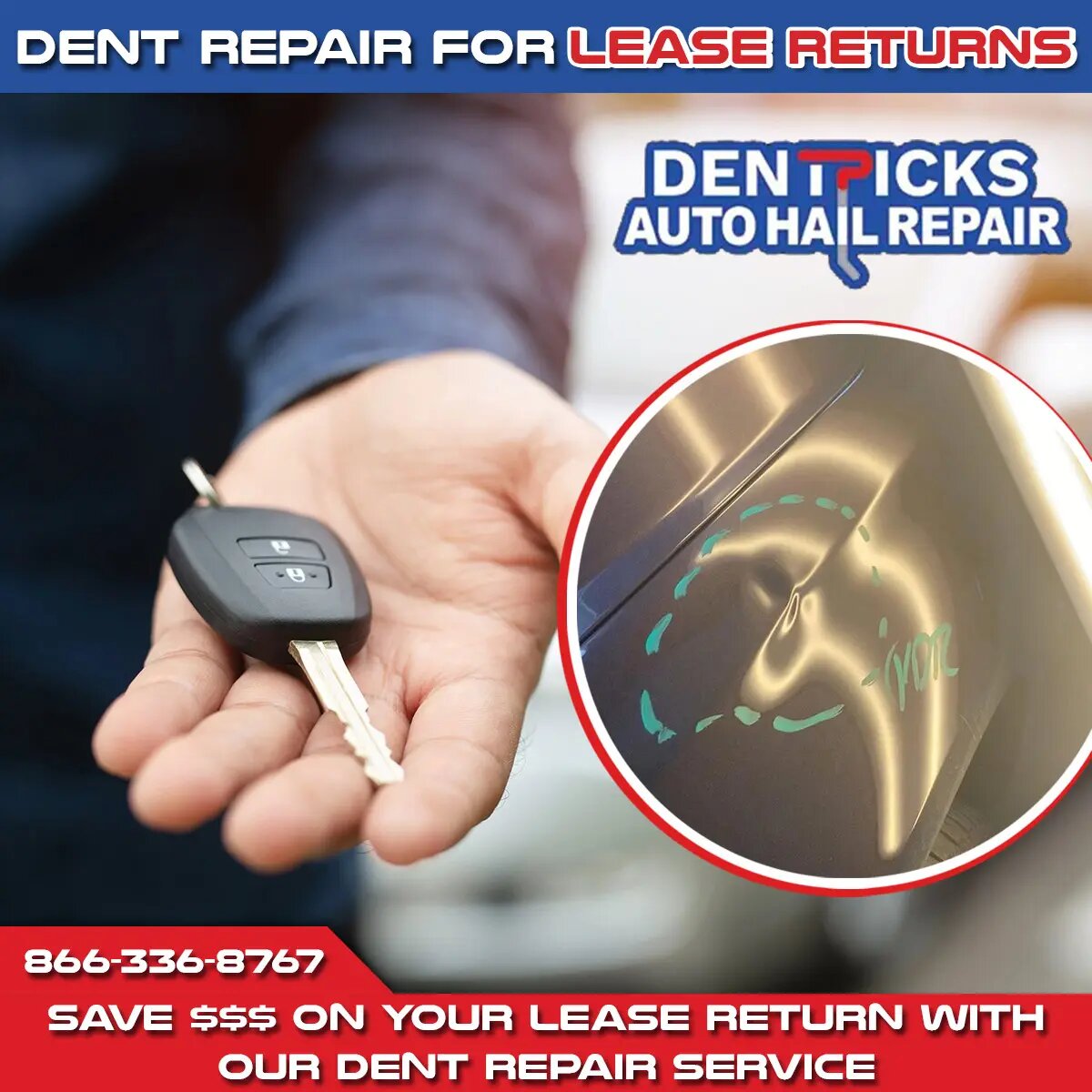 Lease return vehicle being inspected at DentPicks Plano